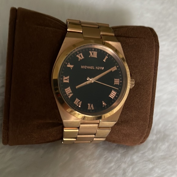 MICHAEL KORS Channing Black Dial Rose Gold-tone Ladies Watch MK5937 (Pre-owned)